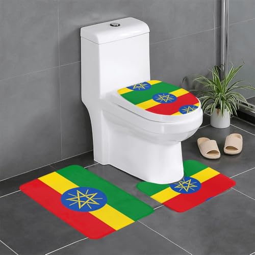 3-teiliges Badteppich-Set mit Flagge Äthiopiens – saugfähige Badezimmermatten, Badewannen-Duschmatten – ideal für Schminktische & Ferienhäuser 3-teiliges Badteppich-Set mit Flagge Äthiopiens – saugfähige Badezimmermatten, Badewannen-Duschmatten – ideal für Schminktische & Ferienhäuser von SamLng