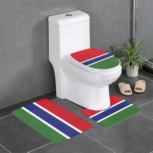 3-teiliges Badteppich-Set mit Flagge Gambias – saugfähige Badezimmermatten, Badewannen-Duschmatten – ideal für Schminktische & Ferienhäuser 3-teiliges Badteppich-Set mit Flagge Gambias – saugfähige Badezimmermatten, Badewannen-Duschmatten – ideal für Schminktische & Ferienhäuser von SamLng