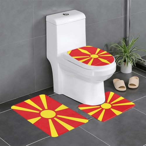 3-teiliges Badteppich-Set mit Flagge Nordmazedoniens – saugfähige Badezimmermatten, Badewannen-Duschmatten – ideal für Schminktische und Ferienhäuser 3-teiliges Badteppich-Set mit Flagge Nordmazedoniens – saugfähige Badezimmermatten, Badewannen-Duschmatten – ideal für Schminktische und Ferienhäuser von SamLng