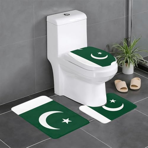 3-teiliges Badteppich-Set mit Flagge Pakistans – saugfähige Badezimmermatten, Badewannen-Duschmatten – ideal für Schminktische & Ferienhäuser 3-teiliges Badteppich-Set mit Flagge Pakistans – saugfähige Badezimmermatten, Badewannen-Duschmatten – ideal für Schminktische & Ferienhäuser von SamLng