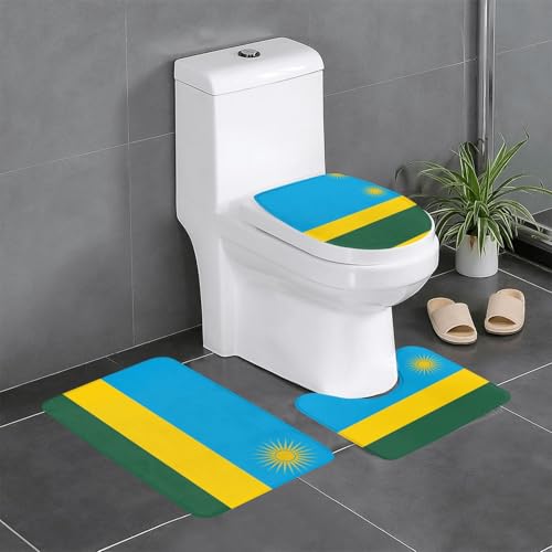 3-teiliges Badteppich-Set mit Flagge Ruandas – saugfähige Badezimmermatten, Badewannen-Duschmatten – ideal für Schminktische & Ferienhäuser 3-teiliges Badteppich-Set mit Flagge Ruandas – saugfähige Badezimmermatten, Badewannen-Duschmatten – ideal für Schminktische & Ferienhäuser von SamLng