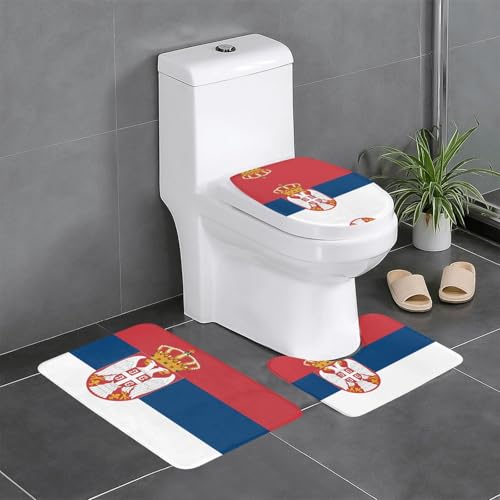3-teiliges Badteppich-Set mit Flagge Serbiens – saugfähige Badezimmermatten, Badewannen-Duschmatten – ideal für Schminktische & Ferienhäuser 3-teiliges Badteppich-Set mit Flagge Serbiens – saugfähige Badezimmermatten, Badewannen-Duschmatten – ideal für Schminktische & Ferienhäuser von SamLng