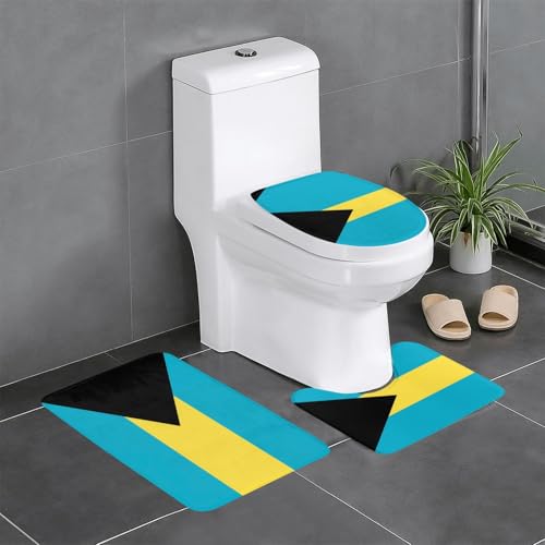 3-teiliges Badteppich-Set mit Flagge der Bahamas, saugfähige Badezimmermatten, Badewanne, Duschvorleger, ideal für Schminktische und Ferienhäuser von SamLng
