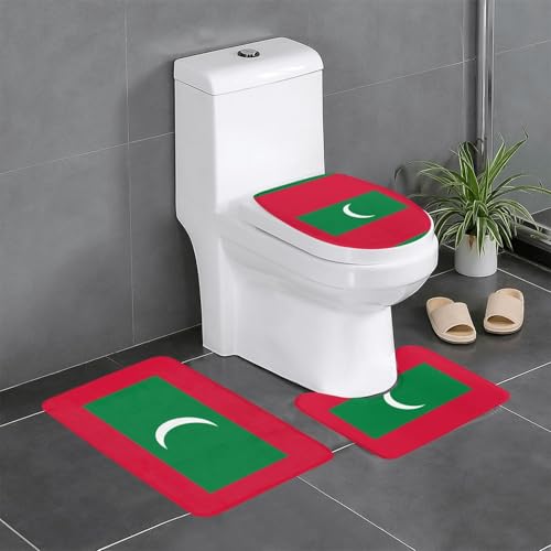 3-teiliges Badteppich-Set mit Flagge der Malediven, saugfähige Badezimmermatten, Badewanne, Duschvorleger, ideal für Schminktische und Ferienhäuser 3-teiliges Badteppich-Set mit Flagge der Malediven, saugfähige Badezimmermatten, Badewanne, Duschvorleger, ideal für Schminktische und Ferienhäuser von SamLng