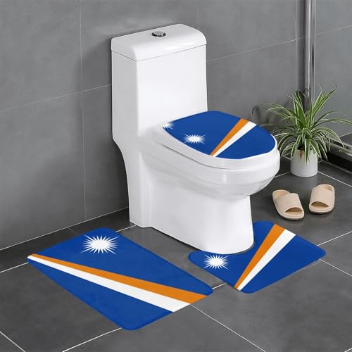 3-teiliges Badteppich-Set mit Flagge der Marshallinseln, saugfähige Badezimmermatten, Badewannen-Duschmatten, ideal für Schminktische und Ferienhäuser 3-teiliges Badteppich-Set mit Flagge der Marshallinseln, saugfähige Badezimmermatten, Badewannen-Duschmatten, ideal für Schminktische und Ferienhäuser von SamLng