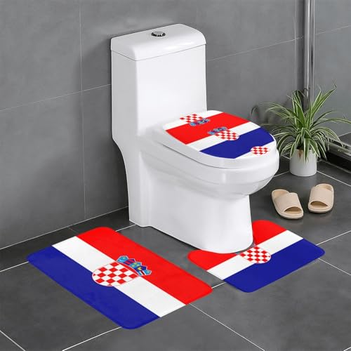 3-teiliges Badteppich-Set mit Flagge der Republik Kroatien, saugfähige Badezimmermatten, Badewanne, Duschvorleger, ideal für Schminktische und Ferienhäuser 3-teiliges Badteppich-Set mit Flagge der Republik Kroatien, saugfähige Badezimmermatten, Badewanne, Duschvorleger, ideal für Schminktische und Ferienhäuser von SamLng