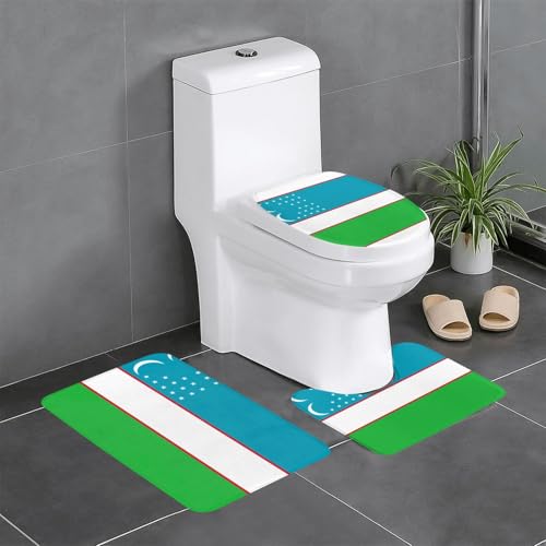 3-teiliges Badteppich-Set mit Flagge der Republik Usbekistan, saugfähige Badezimmermatten, Badewanne, Duschmatten, ideal für Schminktische und Ferienhäuser 3-teiliges Badteppich-Set mit Flagge der Republik Usbekistan, saugfähige Badezimmermatten, Badewanne, Duschmatten, ideal für Schminktische und Ferienhäuser von SamLng
