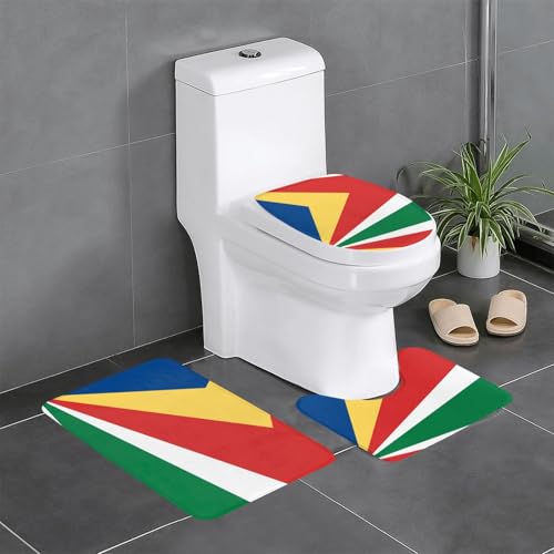 3-teiliges Badteppich-Set mit Flagge der Seychellen, saugfähige Badezimmermatten, Badewanne, Duschvorleger, ideal für Schminktische und Ferienhäuser 3-teiliges Badteppich-Set mit Flagge der Seychellen, saugfähige Badezimmermatten, Badewanne, Duschvorleger, ideal für Schminktische und Ferienhäuser von SamLng