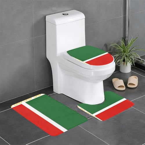 3-teiliges Badteppich-Set mit Flagge der Tschetschenischen Republik, saugfähige Badezimmermatten, Badewanne, Duschvorleger, ideal für Schminktische und Ferienhäuser 3-teiliges Badteppich-Set mit Flagge der Tschetschenischen Republik, saugfähige Badezimmermatten, Badewanne, Duschvorleger, ideal für Schminktische und Ferienhäuser von SamLng