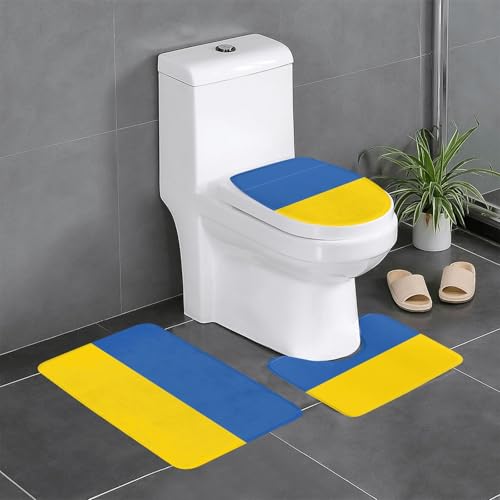 3-teiliges Badteppich-Set mit Flagge der Ukraine, saugfähige Badezimmermatten, Badewanne, Duschvorleger, ideal für Schminktische und Ferienhäuser 3-teiliges Badteppich-Set mit Flagge der Ukraine, saugfähige Badezimmermatten, Badewanne, Duschvorleger, ideal für Schminktische und Ferienhäuser von SamLng