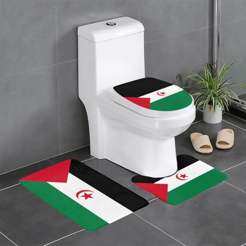 3-teiliges Badteppich-Set mit Flagge der Westsahara, saugfähige Badezimmermatten, Badewanne, Duschvorleger, ideal für Schminktische und Ferienhäuser 3-teiliges Badteppich-Set mit Flagge der Westsahara, saugfähige Badezimmermatten, Badewanne, Duschvorleger, ideal für Schminktische und Ferienhäuser von SamLng