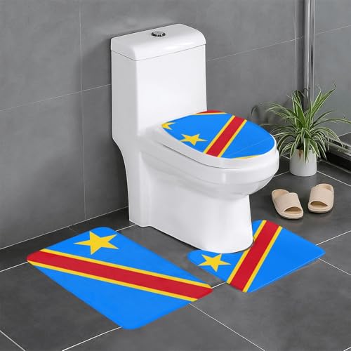 3-teiliges Badteppich-Set mit Flagge des Kongo, saugfähige Badezimmermatten, Badewanne, Duschvorleger, ideal für Schminktische und Ferienhäuser 3-teiliges Badteppich-Set mit Flagge des Kongo, saugfähige Badezimmermatten, Badewanne, Duschvorleger, ideal für Schminktische und Ferienhäuser von SamLng