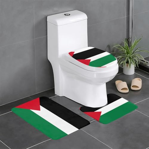 3-teiliges Badteppich-Set mit Flagge des Staates Palästina, saugfähige Badezimmermatten, Badewanne, Duschvorleger, ideal für Schminktische und Ferienhäuser 3-teiliges Badteppich-Set mit Flagge des Staates Palästina, saugfähige Badezimmermatten, Badewanne, Duschvorleger, ideal für Schminktische und Ferienhäuser von SamLng