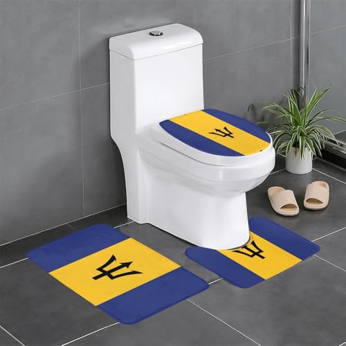 3-teiliges Badteppich-Set mit Flagge von Barbados – saugfähige Badezimmermatten, Badewannen-Duschmatten – ideal für Schminktische und Ferienhäuser 3-teiliges Badteppich-Set mit Flagge von Barbados – saugfähige Badezimmermatten, Badewannen-Duschmatten – ideal für Schminktische und Ferienhäuser von SamLng