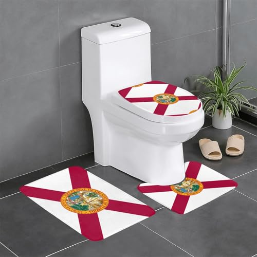 3-teiliges Badteppich-Set mit Flagge von Florida, saugfähige Badezimmermatten, Badewanne, Duschvorleger, ideal für Schminktische und Ferienhäuser 3-teiliges Badteppich-Set mit Flagge von Florida, saugfähige Badezimmermatten, Badewanne, Duschvorleger, ideal für Schminktische und Ferienhäuser von SamLng