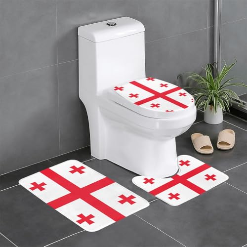 3-teiliges Badteppich-Set mit Flagge von Georgia, saugfähige Badezimmermatten, Badewannen-Duschmatten, ideal für Schminktische und Ferienhäuser 3-teiliges Badteppich-Set mit Flagge von Georgia, saugfähige Badezimmermatten, Badewannen-Duschmatten, ideal für Schminktische und Ferienhäuser von SamLng