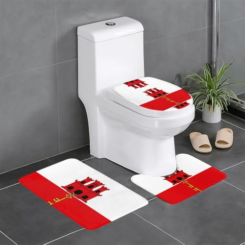 3-teiliges Badteppich-Set mit Flagge von Gibraltar – saugfähige Badezimmermatten, Badewannen-Duschmatten – ideal für Schminktische und Ferienhäuser 3-teiliges Badteppich-Set mit Flagge von Gibraltar – saugfähige Badezimmermatten, Badewannen-Duschmatten – ideal für Schminktische und Ferienhäuser von SamLng