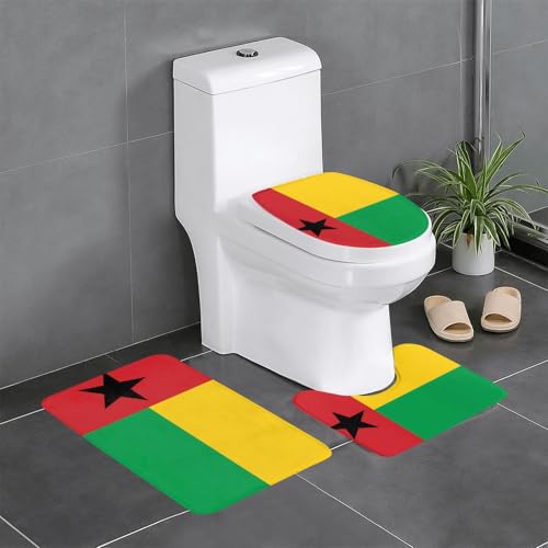 3-teiliges Badteppich-Set mit Flagge von Guinea-Bissau, saugfähige Badezimmermatten, Badewanne, Duschvorleger, ideal für Schminktische und Ferienhäuser 3-teiliges Badteppich-Set mit Flagge von Guinea-Bissau, saugfähige Badezimmermatten, Badewanne, Duschvorleger, ideal für Schminktische und Ferienhäuser von SamLng