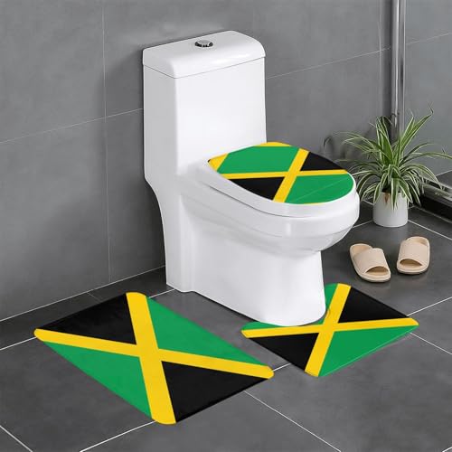 3-teiliges Badteppich-Set mit Flagge von Jamaika, saugfähige Badezimmermatten, Badewanne, Duschvorleger, ideal für Schminktische und Ferienhäuser von SamLng