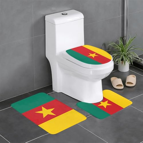 3-teiliges Badteppich-Set mit Flagge von Kamerun – saugfähige Badezimmermatten, Badewannen-Duschmatten – ideal für Schminktische und Ferienhäuser 3-teiliges Badteppich-Set mit Flagge von Kamerun – saugfähige Badezimmermatten, Badewannen-Duschmatten – ideal für Schminktische und Ferienhäuser von SamLng
