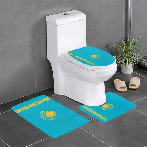 3-teiliges Badteppich-Set mit Flagge von Kasachstan, saugfähige Badezimmermatten, Badewanne, Duschvorleger, ideal für Schminktische und Ferienhäuser 3-teiliges Badteppich-Set mit Flagge von Kasachstan, saugfähige Badezimmermatten, Badewanne, Duschvorleger, ideal für Schminktische und Ferienhäuser von SamLng