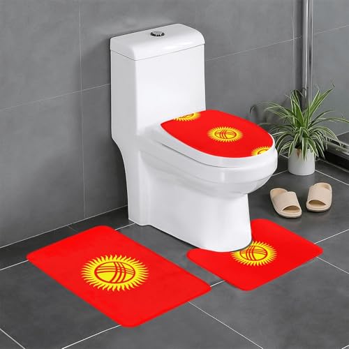 3-teiliges Badteppich-Set mit Flagge von Kirgisistan, saugfähige Badezimmermatten, Badewanne, Duschvorleger, ideal für Schminktische und Ferienhäuser 3-teiliges Badteppich-Set mit Flagge von Kirgisistan, saugfähige Badezimmermatten, Badewanne, Duschvorleger, ideal für Schminktische und Ferienhäuser von SamLng