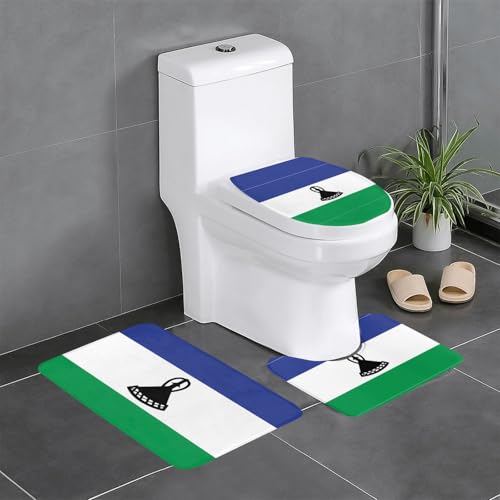 3-teiliges Badteppich-Set mit Flagge von Lesotho – saugfähige Badezimmermatten, Badewannen-Duschmatten – ideal für Schminktische & Ferienhäuser 3-teiliges Badteppich-Set mit Flagge von Lesotho – saugfähige Badezimmermatten, Badewannen-Duschmatten – ideal für Schminktische & Ferienhäuser von SamLng