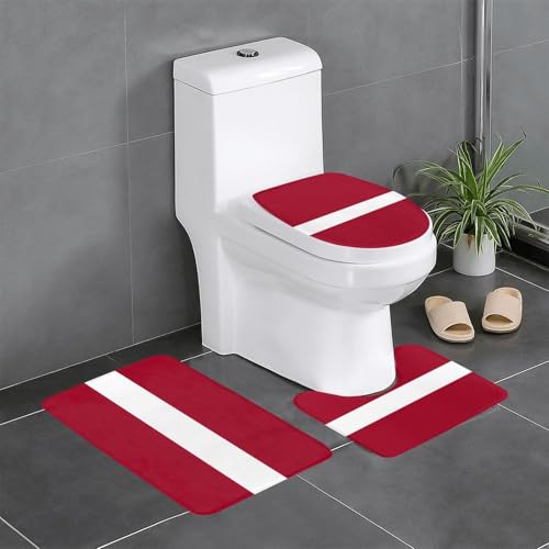 3-teiliges Badteppich-Set mit Flagge von Lettland, saugfähige Badezimmermatten, Badewanne, Duschvorleger, ideal für Schminktische und Ferienhäuser 3-teiliges Badteppich-Set mit Flagge von Lettland, saugfähige Badezimmermatten, Badewanne, Duschvorleger, ideal für Schminktische und Ferienhäuser von SamLng
