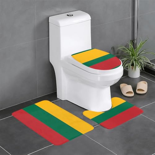 3-teiliges Badteppich-Set mit Flagge von Litauen, saugfähige Badezimmermatten, Badewanne, Duschvorleger, ideal für Schminktische und Ferienhäuser von SamLng