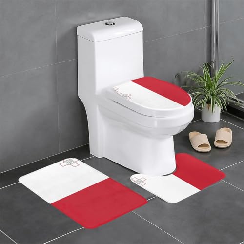 3-teiliges Badteppich-Set mit Flagge von Malta, saugfähige Badezimmermatten, Badewanne, Duschvorleger, ideal für Schminktische und Ferienhäuser 3-teiliges Badteppich-Set mit Flagge von Malta, saugfähige Badezimmermatten, Badewanne, Duschvorleger, ideal für Schminktische und Ferienhäuser von SamLng