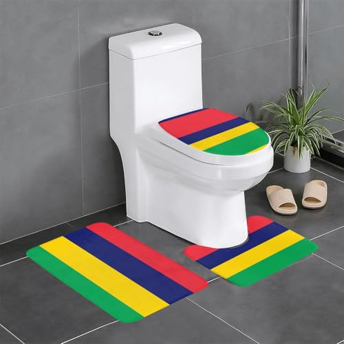 3-teiliges Badteppich-Set mit Flagge von Mauritius, saugfähige Badezimmermatten, Badewanne, Duschvorleger, ideal für Schminktische und Ferienhäuser 3-teiliges Badteppich-Set mit Flagge von Mauritius, saugfähige Badezimmermatten, Badewanne, Duschvorleger, ideal für Schminktische und Ferienhäuser von SamLng