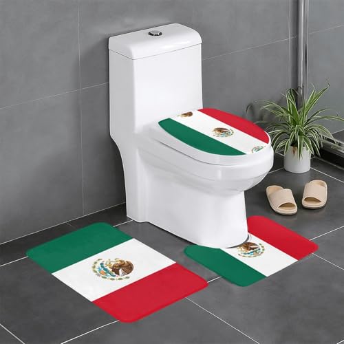 3-teiliges Badteppich-Set mit Flagge von Mexiko, saugfähige Badezimmermatten, Badewanne, Duschvorleger, ideal für Schminktische und Ferienhäuser 3-teiliges Badteppich-Set mit Flagge von Mexiko, saugfähige Badezimmermatten, Badewanne, Duschvorleger, ideal für Schminktische und Ferienhäuser von SamLng