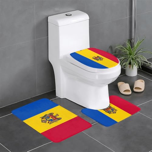 3-teiliges Badteppich-Set mit Flagge von Moldawien, saugfähige Badezimmermatten, Badewannen-Duschmatten, ideal für Schminktische und Ferienhäuser 3-teiliges Badteppich-Set mit Flagge von Moldawien, saugfähige Badezimmermatten, Badewannen-Duschmatten, ideal für Schminktische und Ferienhäuser von SamLng