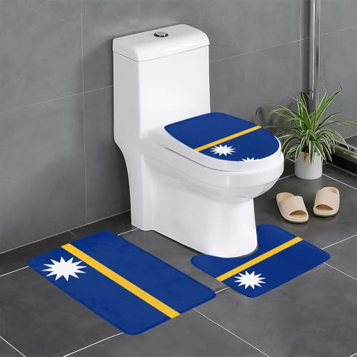 3-teiliges Badteppich-Set mit Flagge von Nauru – saugfähige Badezimmermatten, Badewannen-Duschmatten – ideal für Schminktische & Ferienhäuser 3-teiliges Badteppich-Set mit Flagge von Nauru – saugfähige Badezimmermatten, Badewannen-Duschmatten – ideal für Schminktische & Ferienhäuser von SamLng