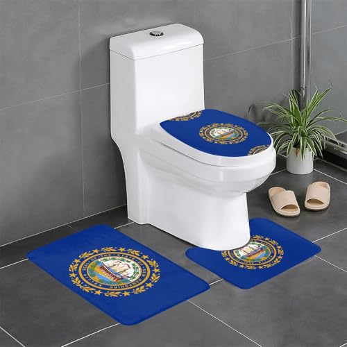 3-teiliges Badteppich-Set mit Flagge von New Hampshire – saugfähige Badezimmermatten, Badewannen-Duschmatten – ideal für Schminktische und Ferienhäuser 3-teiliges Badteppich-Set mit Flagge von New Hampshire – saugfähige Badezimmermatten, Badewannen-Duschmatten – ideal für Schminktische und Ferienhäuser von SamLng