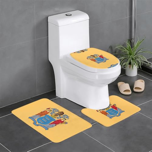 3-teiliges Badteppich-Set mit Flagge von New Jersey, saugfähige Badezimmermatten, Badewanne, Duschvorleger, ideal für Schminktische und Ferienhäuser 3-teiliges Badteppich-Set mit Flagge von New Jersey, saugfähige Badezimmermatten, Badewanne, Duschvorleger, ideal für Schminktische und Ferienhäuser von SamLng