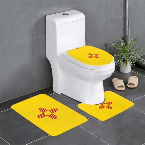3-teiliges Badteppich-Set mit Flagge von New Mexico – saugfähige Badezimmermatten, Badewannen-Duschmatten – ideal für Schminktische & Ferienhäuser 3-teiliges Badteppich-Set mit Flagge von New Mexico – saugfähige Badezimmermatten, Badewannen-Duschmatten – ideal für Schminktische & Ferienhäuser von SamLng