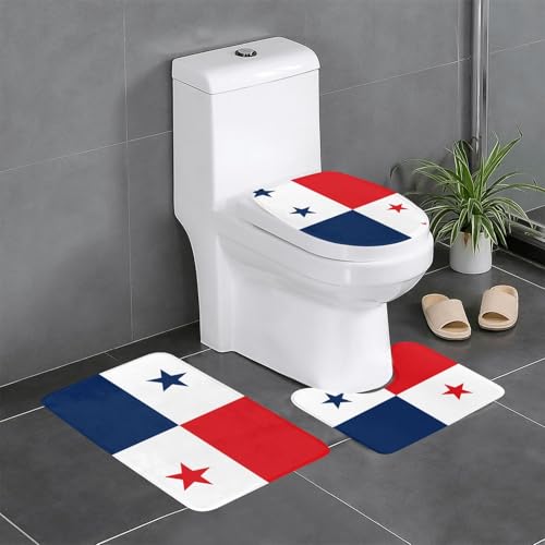 3-teiliges Badteppich-Set mit Flagge von Panama, saugfähige Badezimmermatten, Badewanne, Duschvorleger, ideal für Schminktische und Ferienhäuser 3-teiliges Badteppich-Set mit Flagge von Panama, saugfähige Badezimmermatten, Badewanne, Duschvorleger, ideal für Schminktische und Ferienhäuser von SamLng