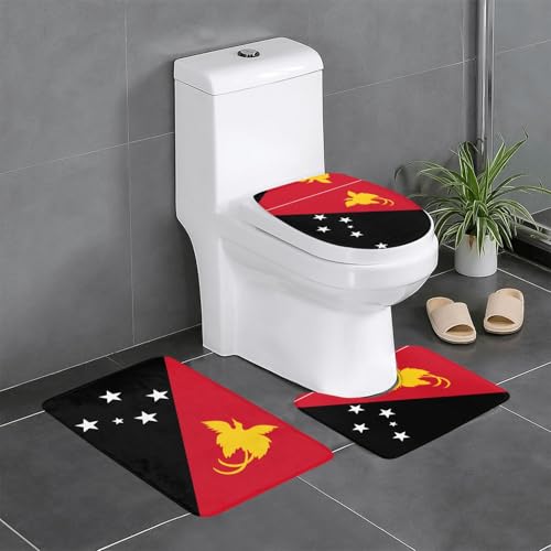 3-teiliges Badteppich-Set mit Flagge von Papua-Neuguinea, saugfähige Badezimmermatten, Badewannen-Duschmatten, ideal für Schminktische und Ferienhäuser 3-teiliges Badteppich-Set mit Flagge von Papua-Neuguinea, saugfähige Badezimmermatten, Badewannen-Duschmatten, ideal für Schminktische und Ferienhäuser von SamLng