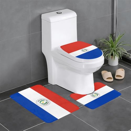 3-teiliges Badteppich-Set mit Flagge von Paraguay, saugfähige Badezimmermatten, Badewanne, Duschvorleger, ideal für Schminktische und Ferienhäuser 3-teiliges Badteppich-Set mit Flagge von Paraguay, saugfähige Badezimmermatten, Badewanne, Duschvorleger, ideal für Schminktische und Ferienhäuser von SamLng