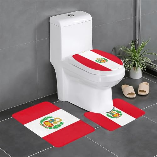 3-teiliges Badteppich-Set mit Flagge von Peru, saugfähige Badezimmermatten, Badewanne, Duschvorleger, ideal für Schminktische und Ferienhäuser 3-teiliges Badteppich-Set mit Flagge von Peru, saugfähige Badezimmermatten, Badewanne, Duschvorleger, ideal für Schminktische und Ferienhäuser von SamLng