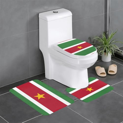 3-teiliges Badteppich-Set mit Flagge von Suriname, saugfähige Badezimmermatten, Badewanne, Duschvorleger, ideal für Schminktische und Ferienhäuser von SamLng