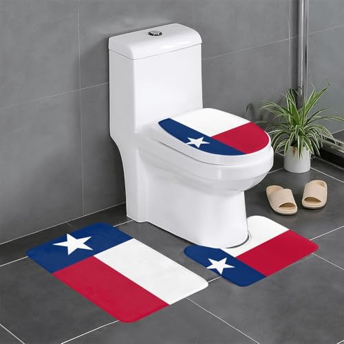 3-teiliges Badteppich-Set mit Flagge von Texas, saugfähige Badezimmermatten, Badewanne, Duschvorleger, ideal für Schminktische und Ferienhäuser 3-teiliges Badteppich-Set mit Flagge von Texas, saugfähige Badezimmermatten, Badewanne, Duschvorleger, ideal für Schminktische und Ferienhäuser von SamLng