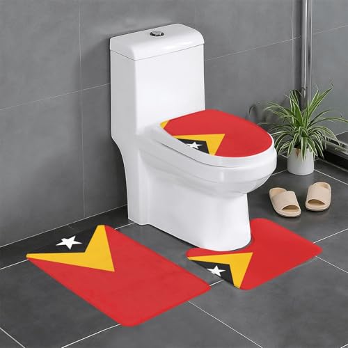 3-teiliges Badteppich-Set mit Flagge von Timor, saugfähige Badezimmermatten, Badewanne, Duschvorleger, ideal für Schminktische und Ferienhäuser 3-teiliges Badteppich-Set mit Flagge von Timor, saugfähige Badezimmermatten, Badewanne, Duschvorleger, ideal für Schminktische und Ferienhäuser von SamLng
