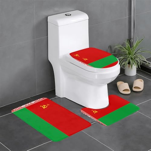 3-teiliges Badteppich-Set mit Flagge von Weißrussland, saugfähige Badezimmermatten, Badewanne, Duschvorleger, ideal für Schminktische und Ferienhäuser 3-teiliges Badteppich-Set mit Flagge von Weißrussland, saugfähige Badezimmermatten, Badewanne, Duschvorleger, ideal für Schminktische und Ferienhäuser von SamLng