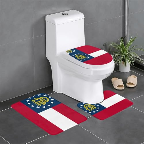 3-teiliges Badteppich-Set mit Georgia-Flagge, saugfähige Badezimmermatten, Badewanne, Duschvorleger, ideal für Schminktische und Ferienhäuser 3-teiliges Badteppich-Set mit Georgia-Flagge, saugfähige Badezimmermatten, Badewanne, Duschvorleger, ideal für Schminktische und Ferienhäuser von SamLng