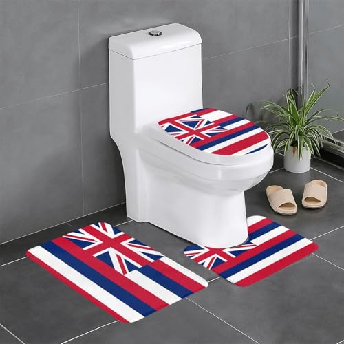 3-teiliges Badteppich-Set mit Hawaii-Flagge, saugfähige Badezimmermatten, Badewanne, Duschvorleger, ideal für Schminktische und Ferienhäuser 3-teiliges Badteppich-Set mit Hawaii-Flagge, saugfähige Badezimmermatten, Badewanne, Duschvorleger, ideal für Schminktische und Ferienhäuser von SamLng