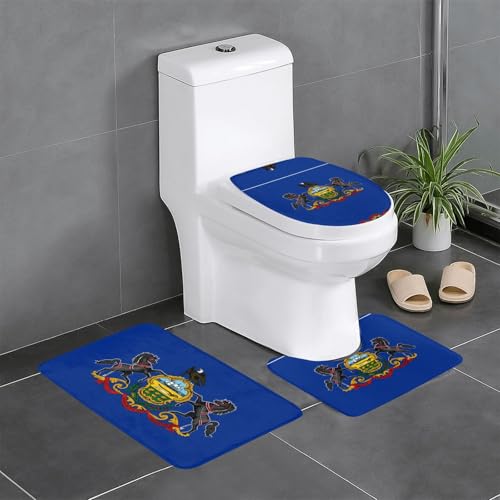 3-teiliges Badteppich-Set mit Pennsylvania-Staatsflagge, saugfähige Badezimmermatten, Badewannen-Duschmatten, ideal für Schminktische und Ferienhäuser 3-teiliges Badteppich-Set mit Pennsylvania-Staatsflagge, saugfähige Badezimmermatten, Badewannen-Duschmatten, ideal für Schminktische und Ferienhäuser von SamLng