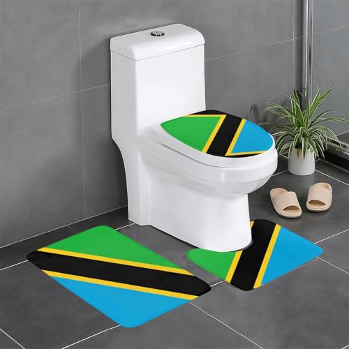 3-teiliges Badteppich-Set mit Tansania-Flagge, saugfähige Badezimmermatten, Badewannen-Duschvorleger, ideal für Schminktische und Ferienhäuser 3-teiliges Badteppich-Set mit Tansania-Flagge, saugfähige Badezimmermatten, Badewannen-Duschvorleger, ideal für Schminktische und Ferienhäuser von SamLng