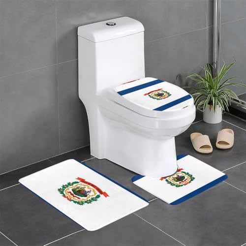 3-teiliges Badteppich-Set mit West-Virginia-Flagge, saugfähige Badezimmermatten, Badewannen-Duschmatten, ideal für Schminktische und Ferienhäuser von SamLng